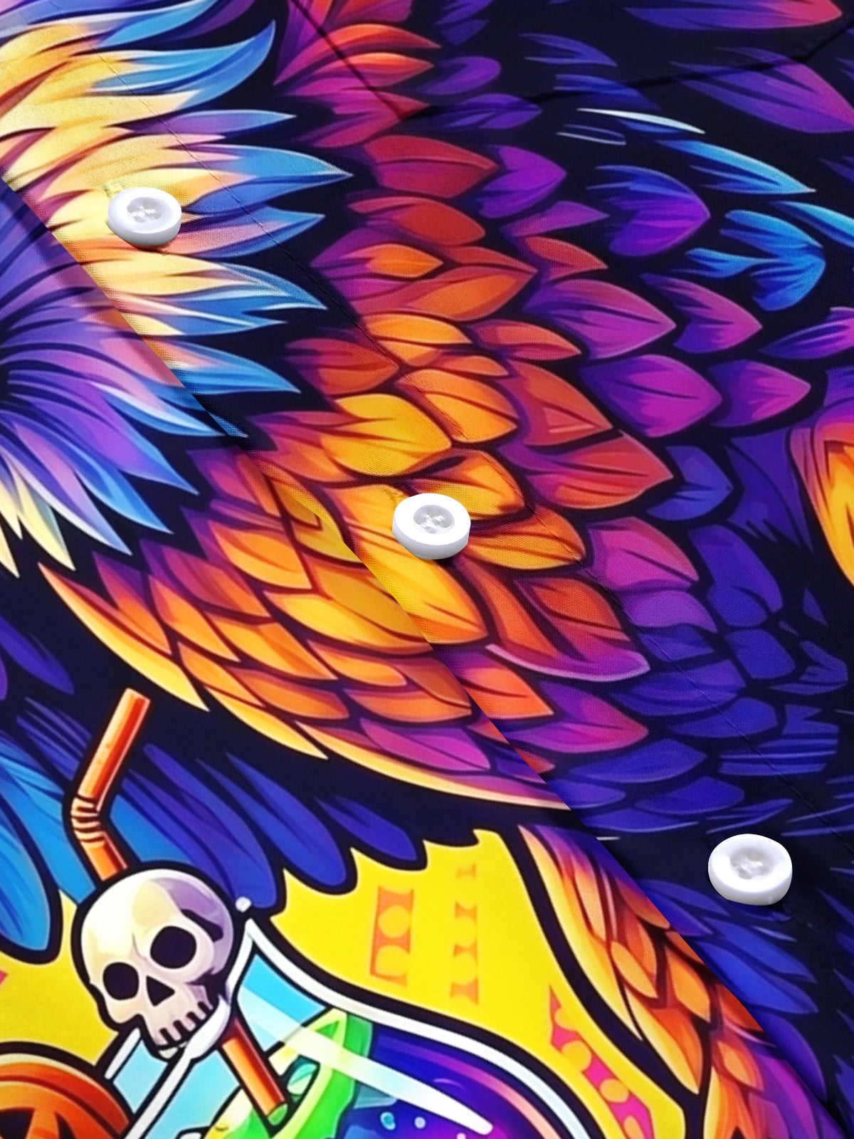 Oceanlyte Men's Short Sleeve Shirt - Eagle Holding Halloween Balloons And A Potion Drink Print with Chest Pocket