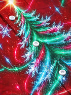 Oceanlyte Men's Long Sleeve Shirt - Christmas Tree With Snowflakes And Light Trails Print with Chest Pocket