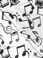 Oceanlyte Men's Graphic Musical Notes Print Short Sleeve Shirt with Chest Pocket