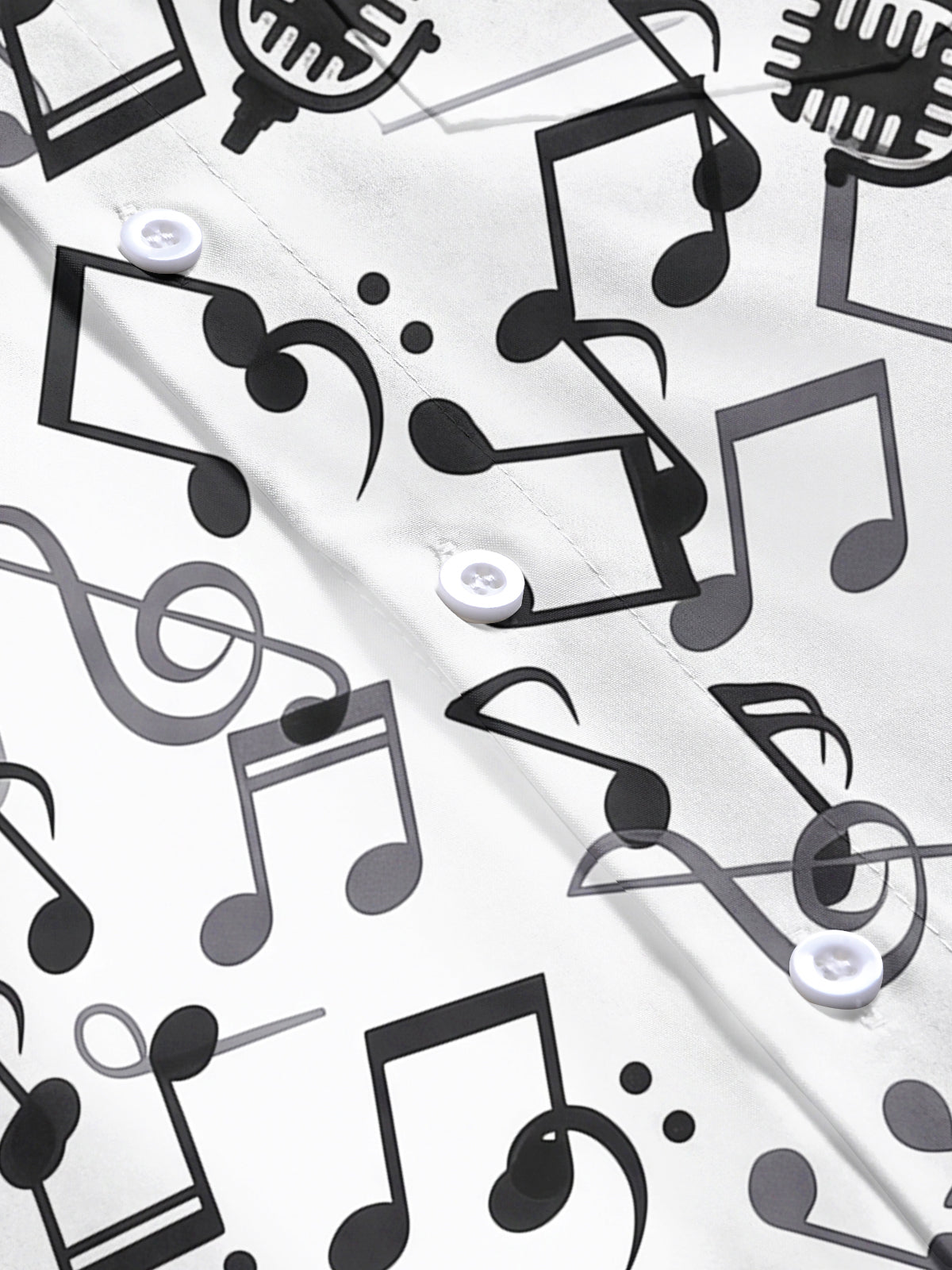 Oceanlyte Men's Graphic Musical Notes Print Short Sleeve Shirt with Chest Pocket
