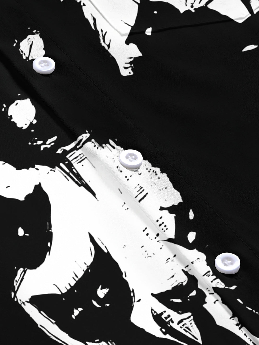 Oceanlyte Men's Graphic Black Cat Print Short Sleeve Shirt with Chest Pocket