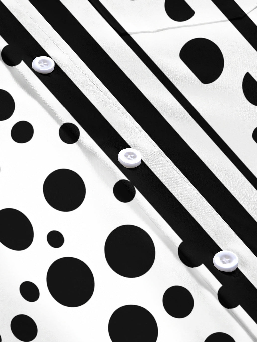 Oceanlyte Men's Printed Black And White Polka Dots Print Short Sleeve Shirt with Chest Pocket