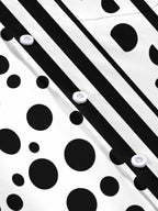 Oceanlyte Men's Printed Black And White Polka Dots Print Short Sleeve Shirt with Chest Pocket