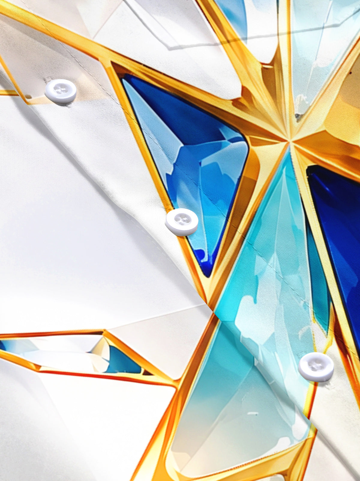 Oceanlyte Men's Short Sleeve Shirt - Geometric Crystal Facets With Gold Lines Print with Chest Pocket