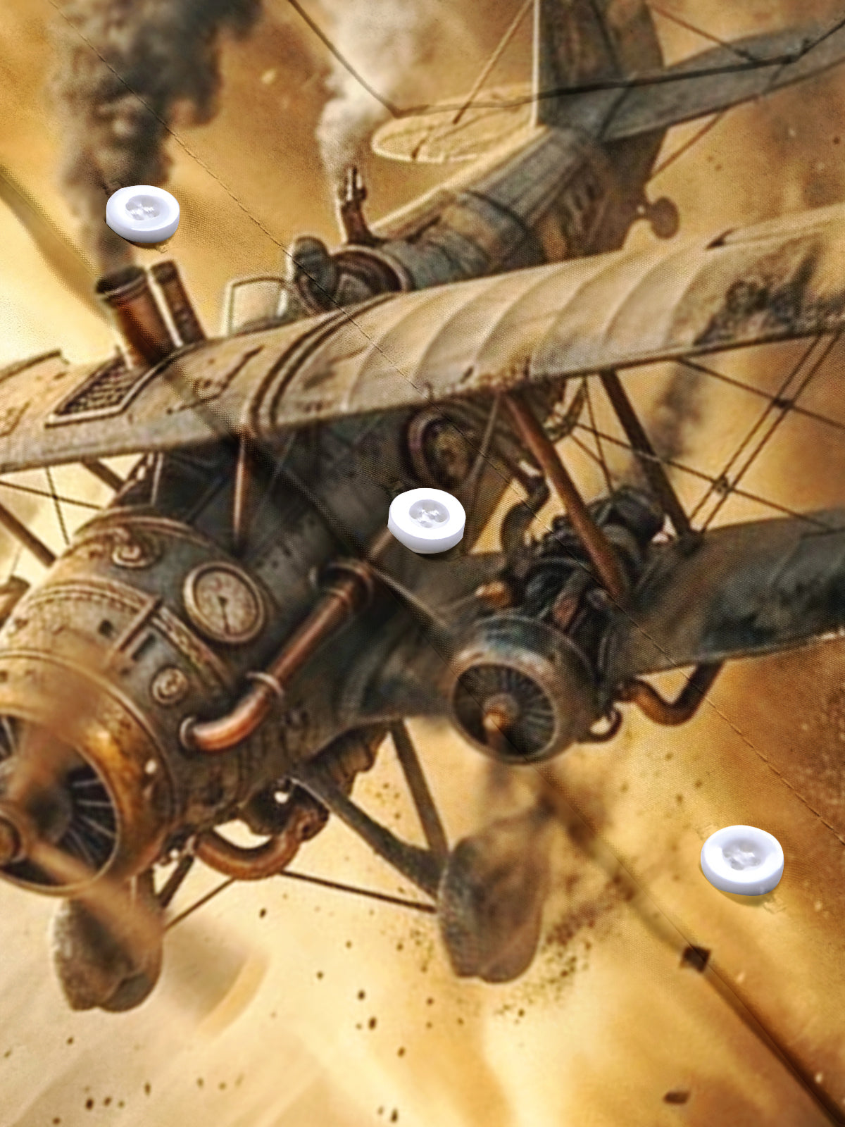 Oceanlyte Men's Vintage Style Steampunk Biplane Print Short Sleeve Shirt with Chest Pocket