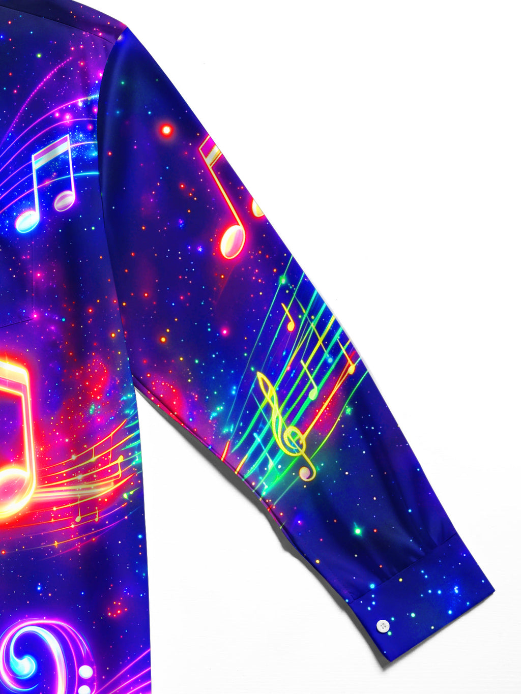 Oceanlyte Men's Neon Music Notes And Heartbeat Line Print Long Sleeve Shirt with Chest Pocket
