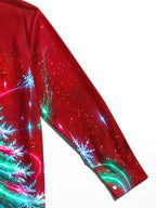 Oceanlyte Men's Long Sleeve Shirt - Christmas Tree With Snowflakes And Light Trails Print with Chest Pocket