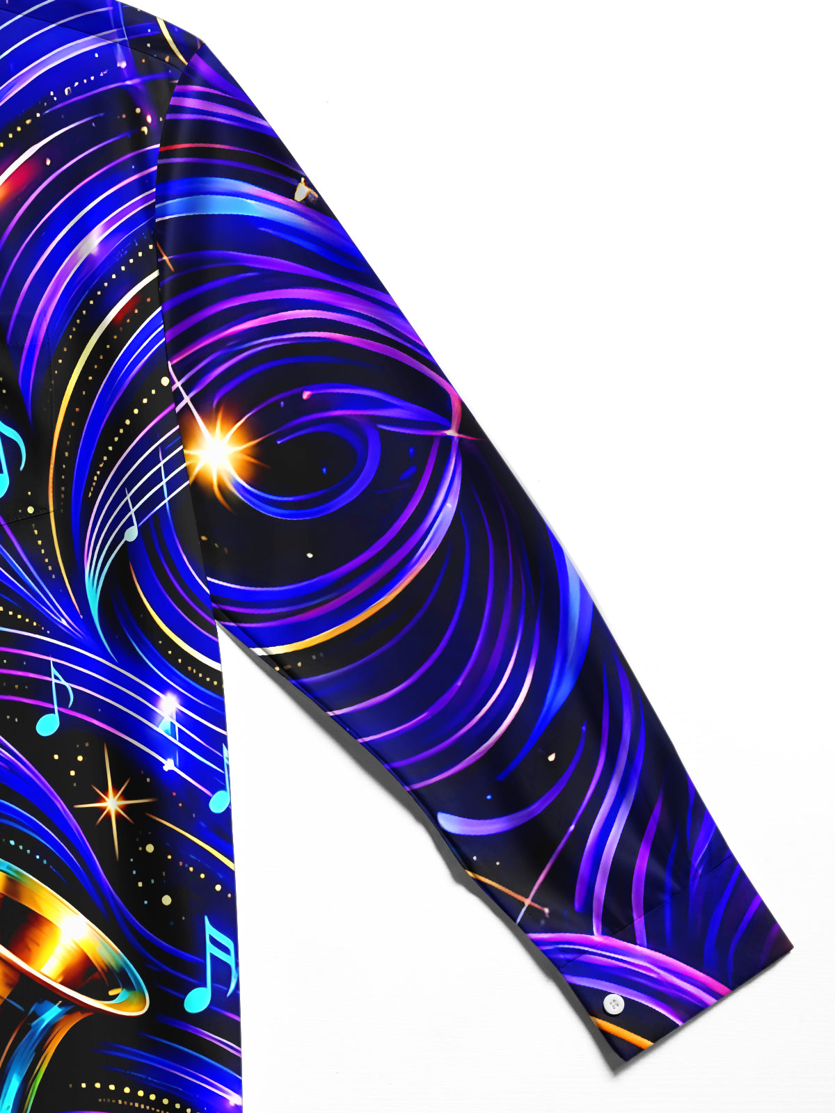 Oceanlyte Men's Graphic Saxophone And Musical Notes Print Long Sleeve Shirt with Chest Pocket