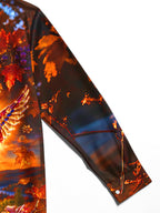 Oceanlyte Men's Long Sleeve Shirt - Crystal Parrot With Autumn Leaves And Grapes Print with Chest Pocket