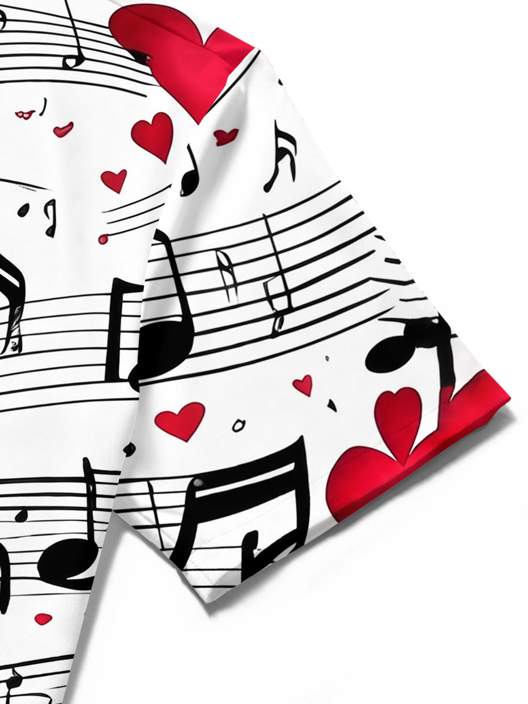 Oceanlyte Men's Printed Musical Notes Print Red Hearts Print Short Sleeve Shirt with Chest Pocket