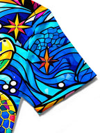 Oceanlyte Men's Hawaiian Sea Turtle Print Short Sleeve Shirt with Chest Pocket