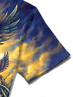 Oceanlyte Men's Eagles And Thorn Cross With Eyes Print Short Sleeve Shirt with Chest Pocket
