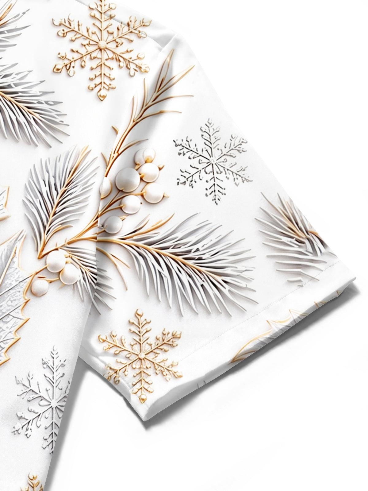 Oceanlyte Men's Winter Snowflakes And Winter Leaves Print Short Sleeve Shirt with Chest Pocket