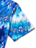 Oceanlyte Men's Graphic Musical Notes Print Short Sleeve Shirt with Chest Pocket