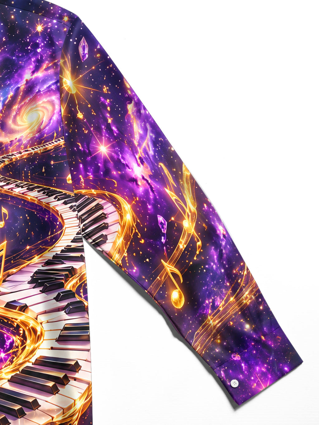 Oceanlyte Men's Graphic Piano Keyboard And Musical Notes Print Long Sleeve Shirt with Chest Pocket