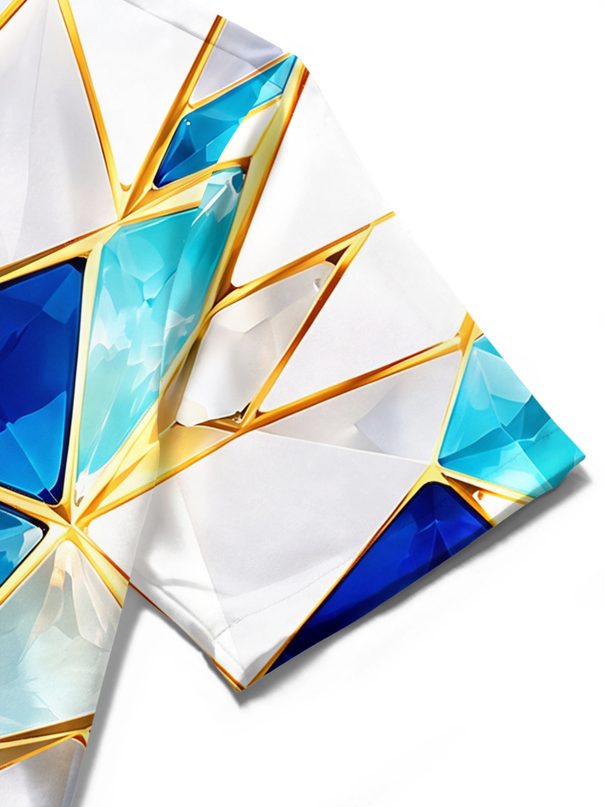 Oceanlyte Men's Short Sleeve Shirt - Geometric Crystal Facets With Gold Lines Print with Chest Pocket