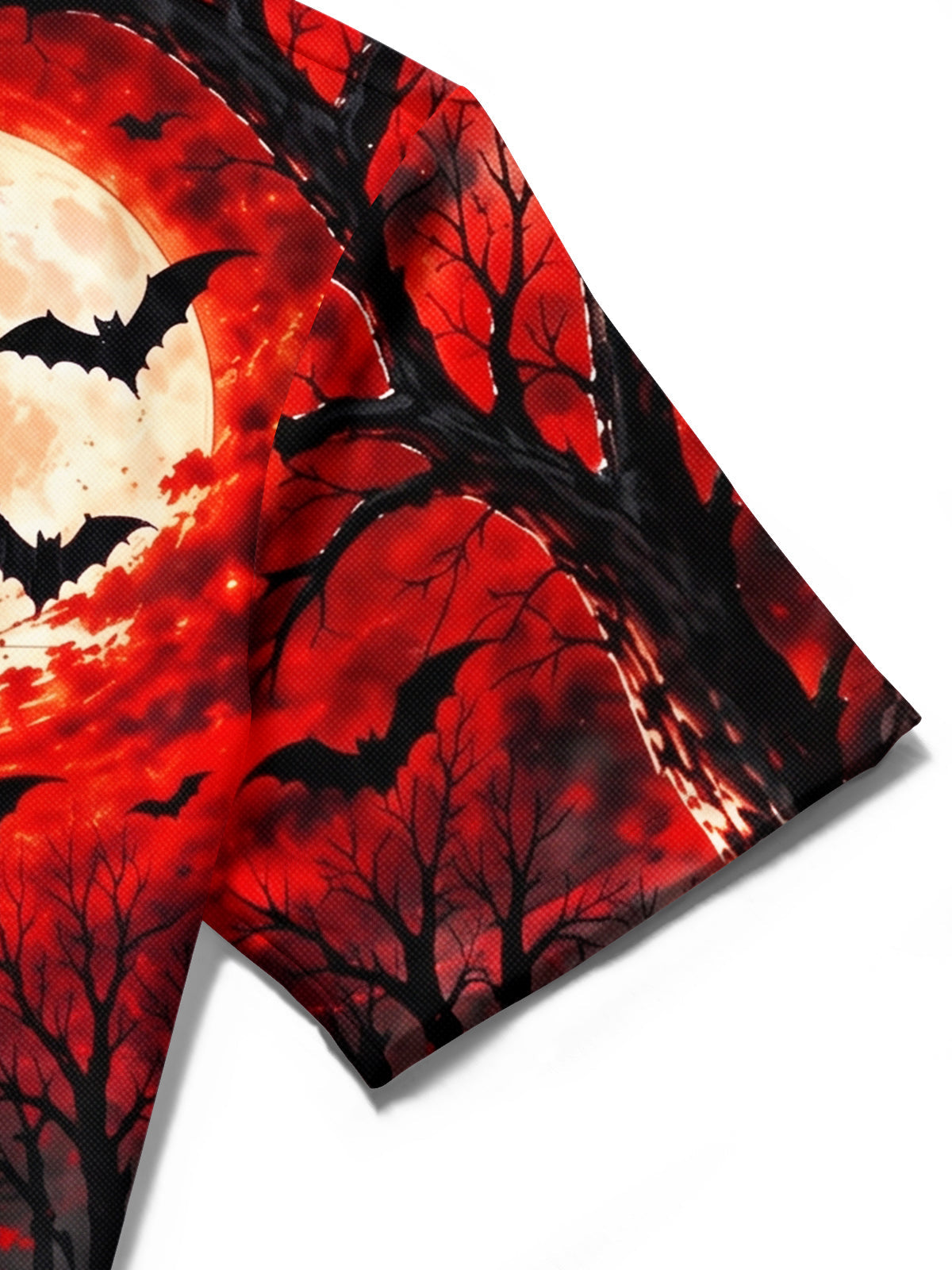 Oceanlyte Men's Graphic Halloween Crow Print Full Moon Print Short Sleeve Shirt with Chest Pocket