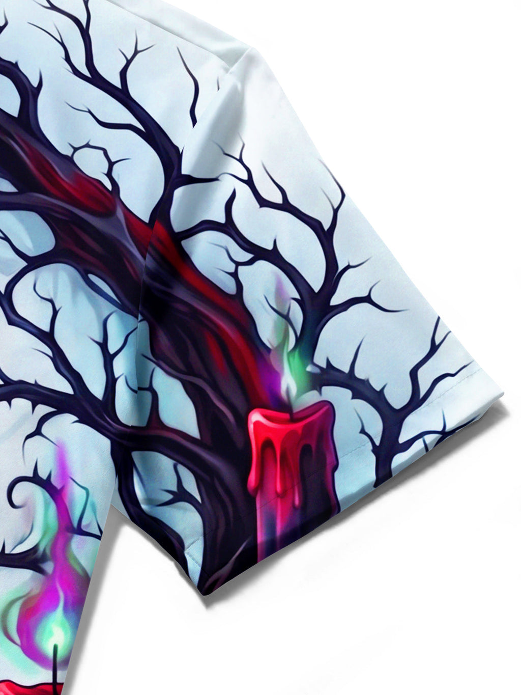 Oceanlyte Men's Gothic Dead Trees And Red Candles Print Short Sleeve Shirt with Chest Pocket