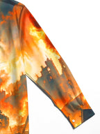 Oceanlyte Men's Soldier And Armored Vehicle In War Ruins Print Long Sleeve Shirt with Chest Pocket