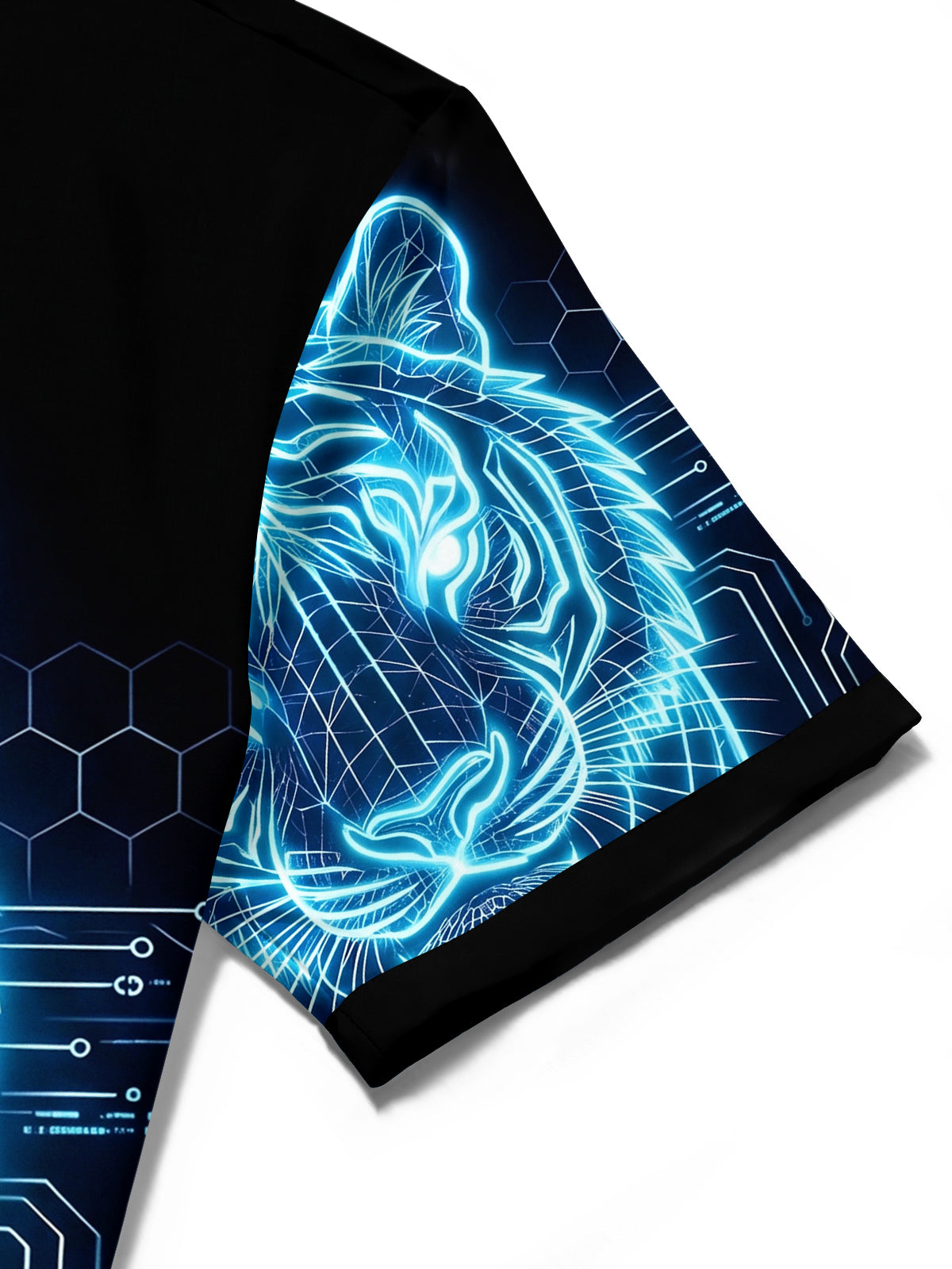 Oceanlyte Men's Graphic Neon Tiger Print Short Sleeve Shirt with Chest Pocket