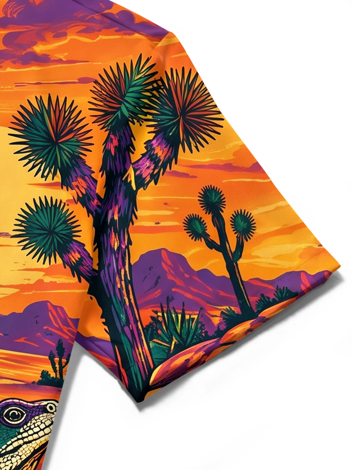 Oceanlyte Men's Short Sleeve Shirt - Desert Snake And Lizard Sunset Landscape Print with Chest Pocket