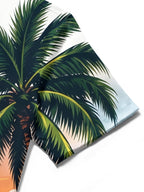 Oceanlyte Men's Sailing Ship And Palm Tree Sunset Print Short Sleeve Shirt with Chest Pocket