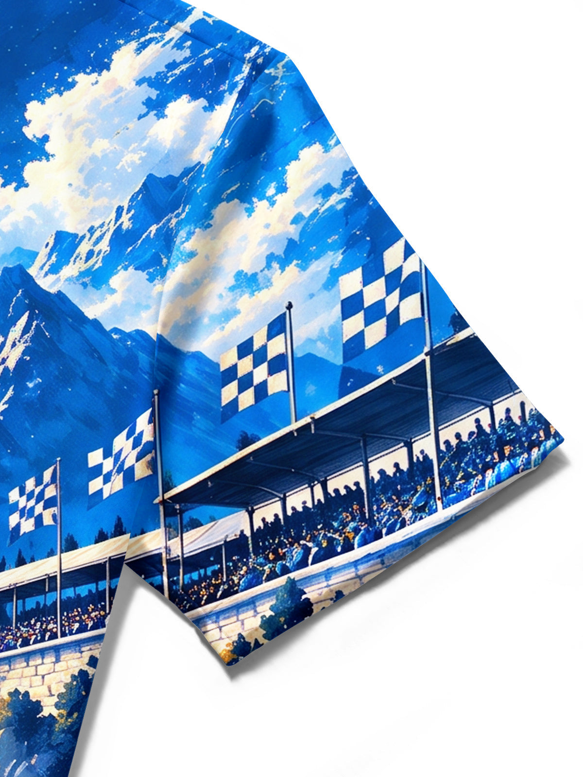 Oceanlyte Men's Vintage Racing Car On Mountain Track Print Short Sleeve Shirt with Chest Pocket