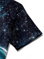 Oceanlyte Men's Graphic Interstellar Train And Planet Print Short Sleeve Shirt with Chest Pocket