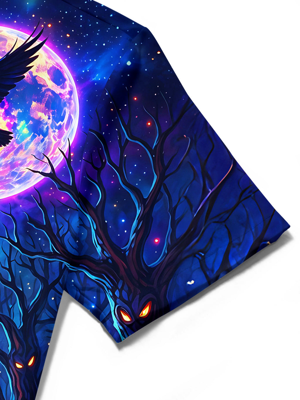 Oceanlyte Men's Halloween Black Cat And Pumpkins Print Short Sleeve Shirt with Chest Pocket