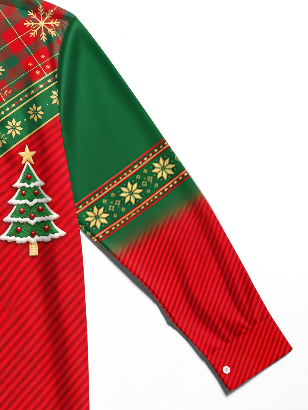 Oceanlyte Men's Printed Christmas Tree With Ornaments Print Long Sleeve Shirt with Chest Pocket