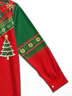 Oceanlyte Men's Printed Christmas Tree With Ornaments Print Long Sleeve Shirt with Chest Pocket
