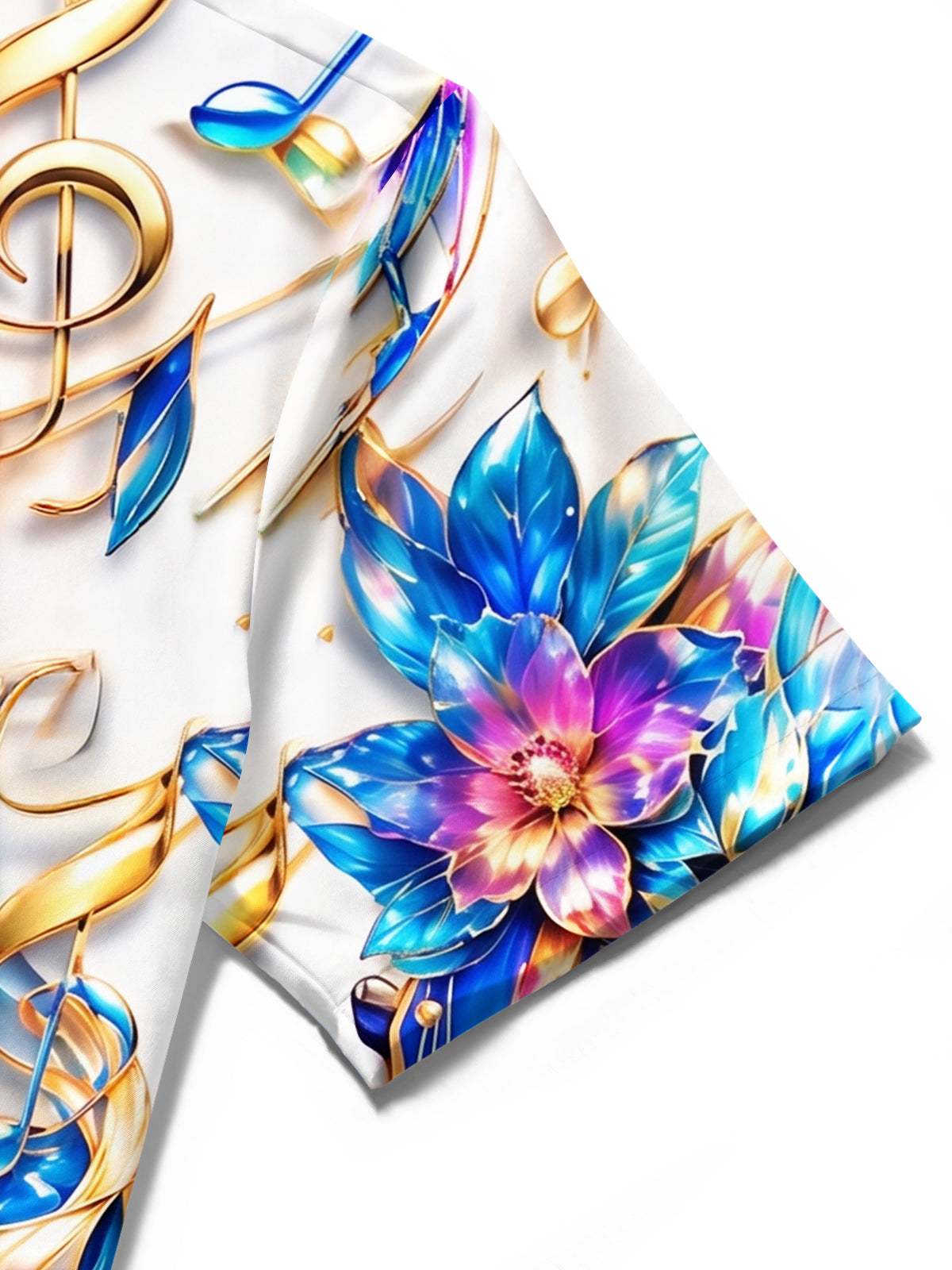 Oceanlyte Men's Hawaiian 3D Musical Instruments Print Short Sleeve Shirt with Chest Pocket