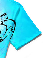 Oceanlyte Men's Graphic Musical Notes Print Short Sleeve Shirt with Chest Pocket