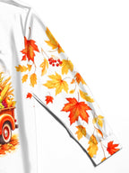 Oceanlyte Men's Long Sleeve Shirt - Thanksgiving Vintage Truck With Harvest Produce Print with Chest Pocket