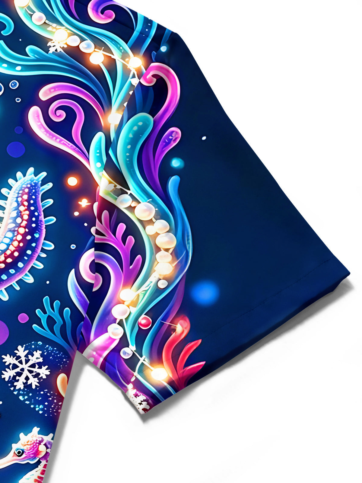 Oceanlyte Men's Hawaiian Undersea Christmas Print Short Sleeve Shirt with Chest Pocket