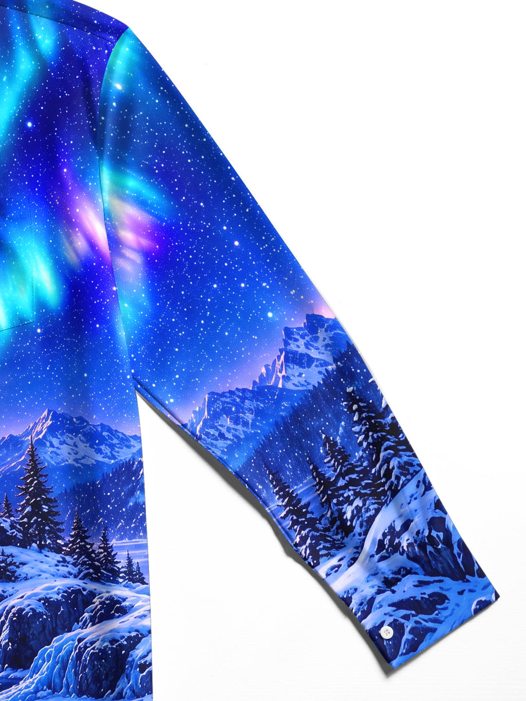 Oceanlyte Men's Printed Aurora Borealis And Lighthouse Print Long Sleeve Shirt with Chest Pocket