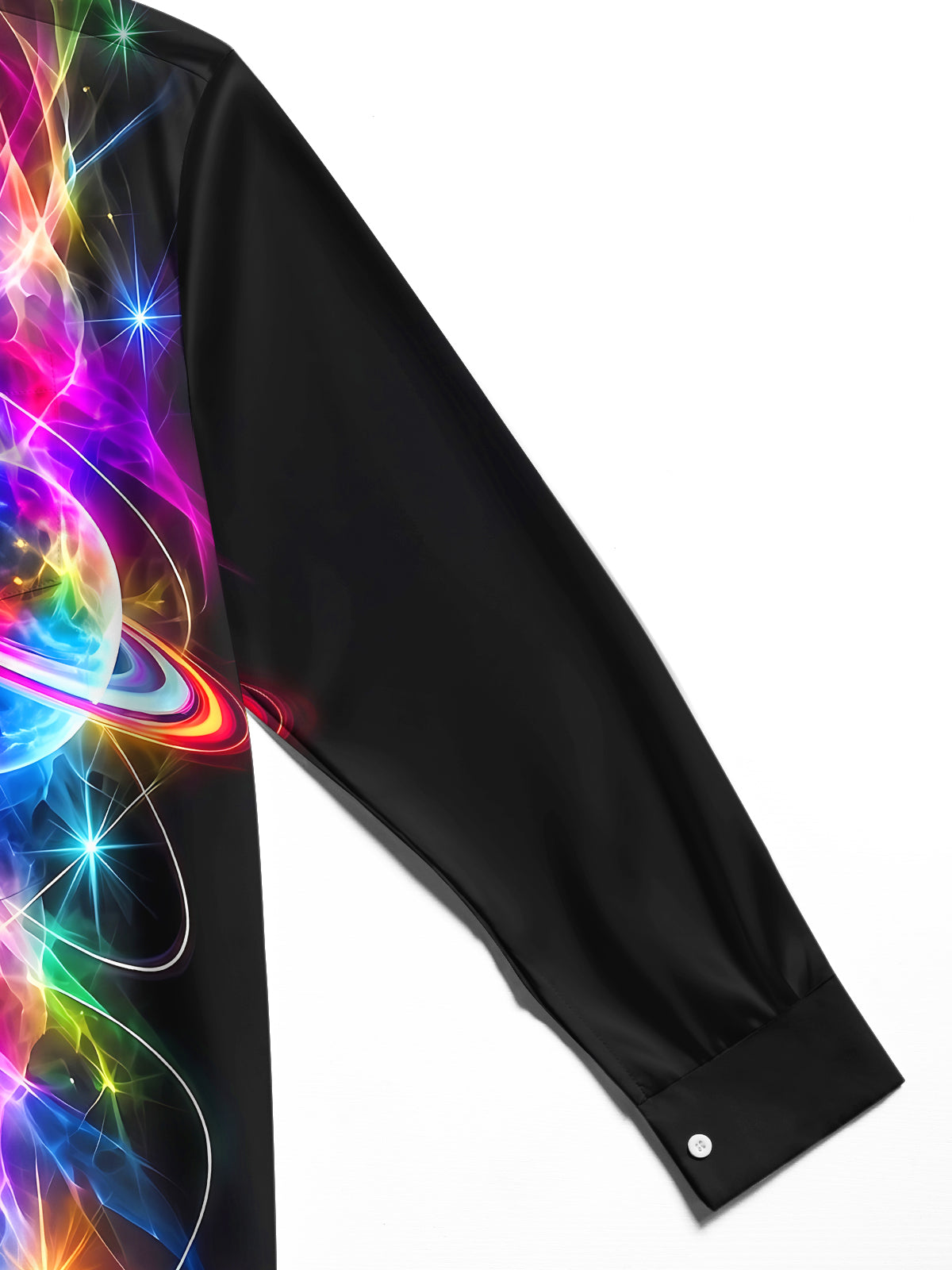 Oceanlyte Men's Colorful Planet With Rings And Nebula Print Long Sleeve Shirt with Chest Pocket