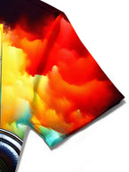 Oceanlyte Men's Graphic Rainbow Musical Note Print Short Sleeve Shirt with Chest Pocket