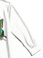 Oceanlyte Men's 3D Tearing Effect With Green Butterfly Print Long Sleeve Shirt with Chest Pocket