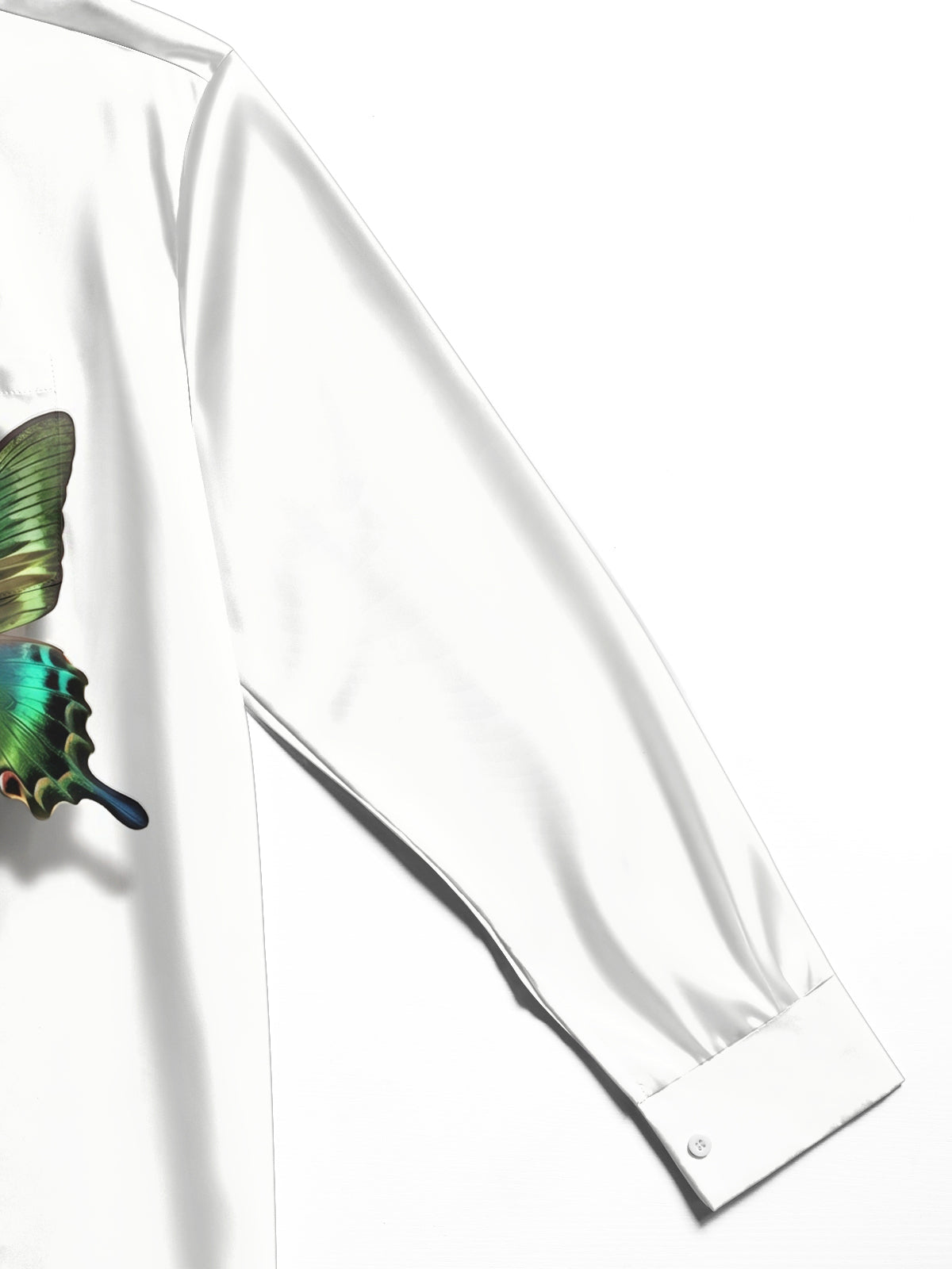 Oceanlyte Men's 3D Tearing Effect With Green Butterfly Print Long Sleeve Shirt with Chest Pocket