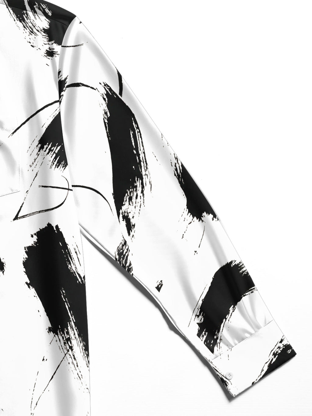 Oceanlyte Men's Printed Abstract Black Brushstrokes Print Long Sleeve Shirt with Chest Pocket