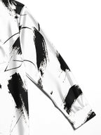 Oceanlyte Men's Printed Abstract Black Brushstrokes Print Long Sleeve Shirt with Chest Pocket