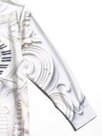 Oceanlyte Men's Long Sleeve Shirt - 3D Musical Instruments And Floral Carvings Print with Chest Pocket