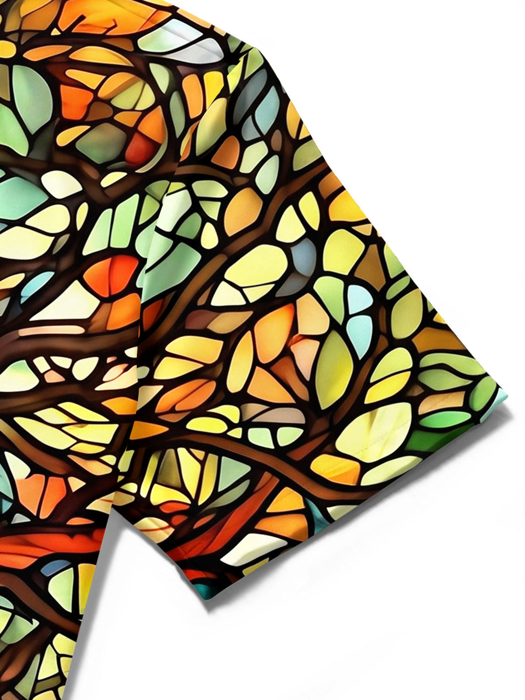 Oceanlyte Men's Printed Stained Glass Tree Print Short Sleeve Shirt with Chest Pocket