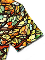 Oceanlyte Men's Printed Stained Glass Tree Print Short Sleeve Shirt with Chest Pocket