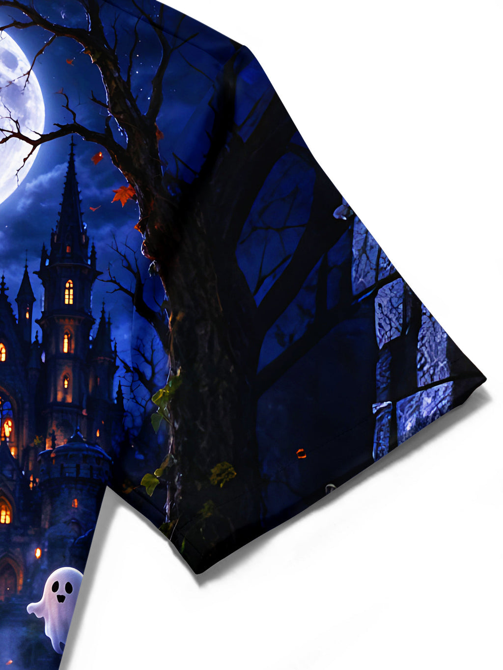 Oceanlyte Men's Graphic Halloween Pumpkin King And Fox Print Short Sleeve Shirt with Chest Pocket