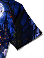 Oceanlyte Men's Graphic Halloween Pumpkin King And Fox Print Short Sleeve Shirt with Chest Pocket