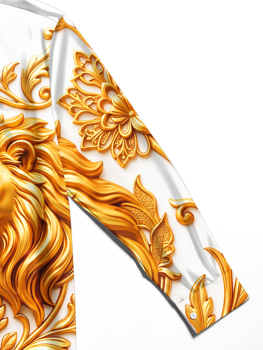 Oceanlyte Men's Golden Lions And Floral Baroque Patterns Print Long Sleeve Shirt with Chest Pocket