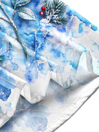 Oceanlyte Men's Long Sleeve Shirt - Blue Rose With Snowflakes And Winter Berries Print with Chest Pocket