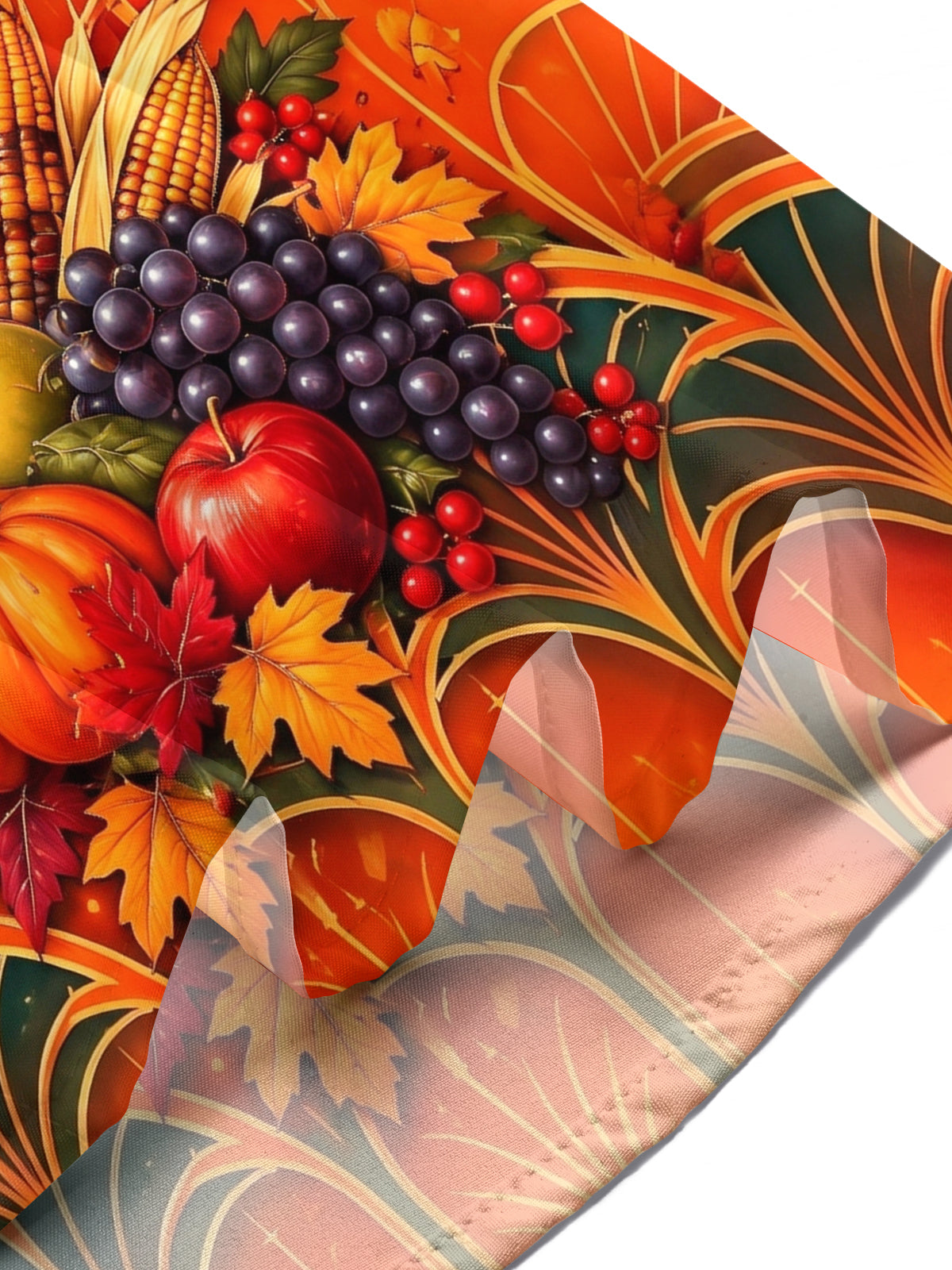 Oceanlyte Men's Short Sleeve Stand Collar Shirt - Thanksgiving Day Sunflowers And Cornucopia With Autumn Harvest Print with Chest Pocket